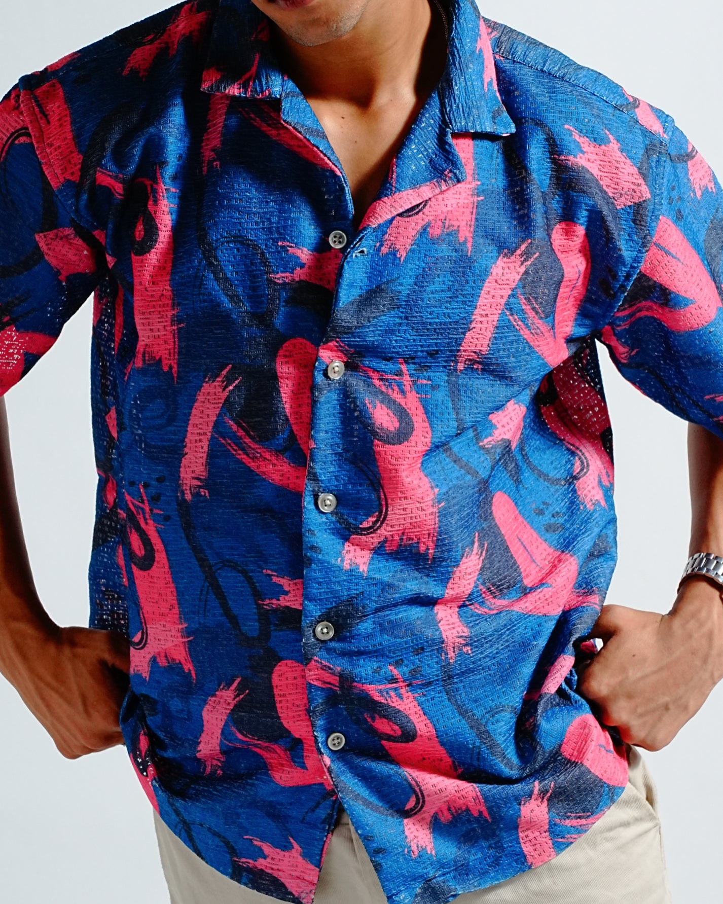 Celestial Dance Textured Relaxed Printed Shirt