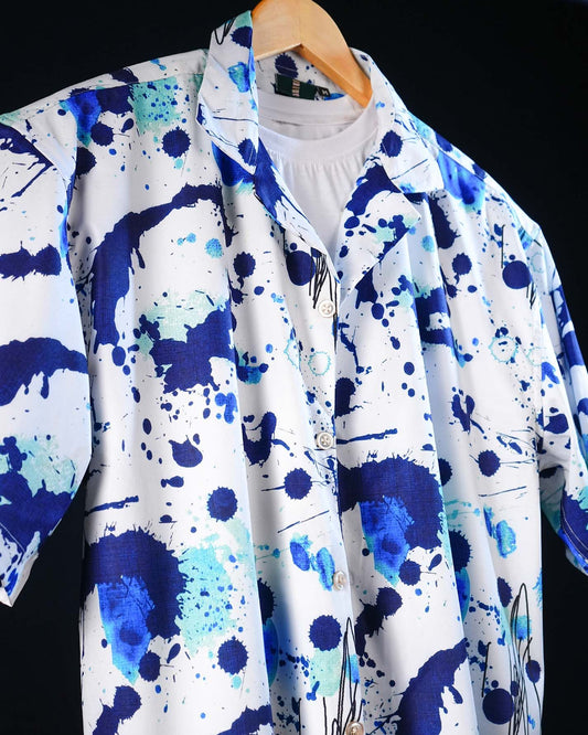 Nebula Relaxed Fit Satin Printed Shirt